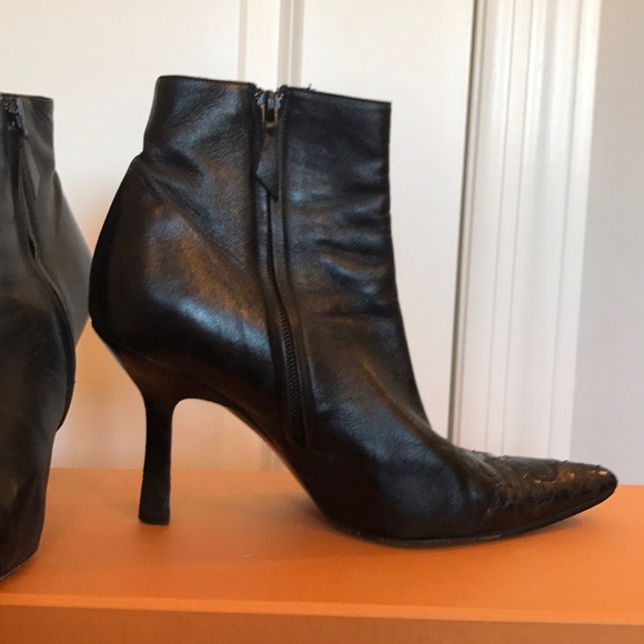 Authentic Chanel Leather Black Boot Floral Detail - Picture 4 of 8